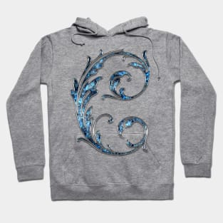 Ornate Blue Silver Letter C Hoodie